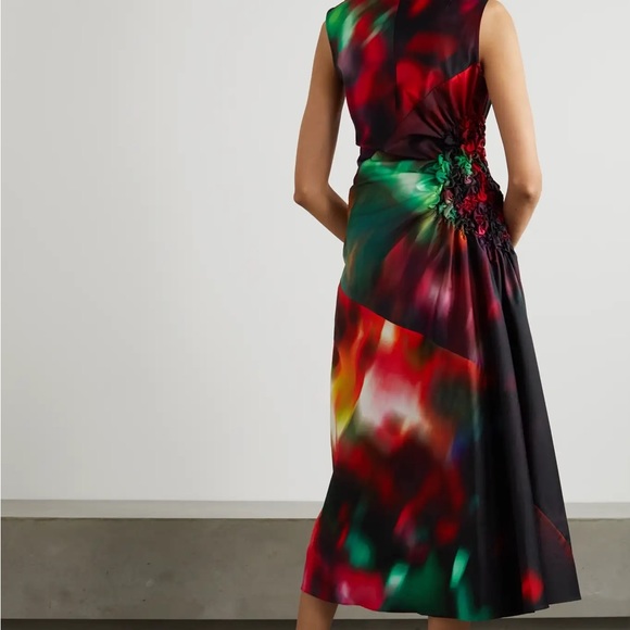 Dries Van Noten Ruched Printed Cotton-Poplin Midi Dress - Picture 3 of 15